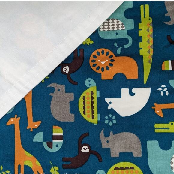 NEW BABY BLANKET Handmade Cotton & Flannel 35x40 Colorful Jungle Animals Fabric - Picture 3 of 6